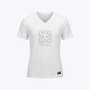 T SHIRT FEMME COL V CLOUTE BLANC